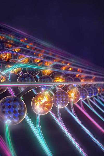 Schematic representation of a processor for matrix multiplications which runs on light.