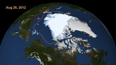 Extent of Arctic Sea Ice on Aug. 26, 2012