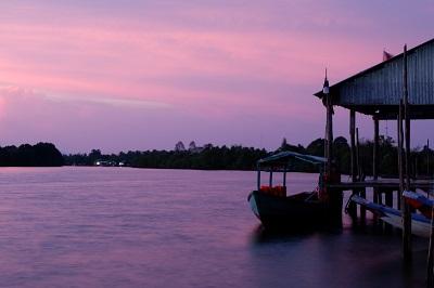 A Boat at Sunset in Cambodia