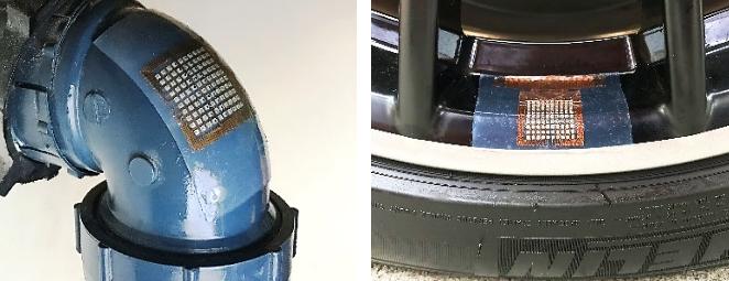 Flexible Ultrasound Patch on Pipe and Wheel