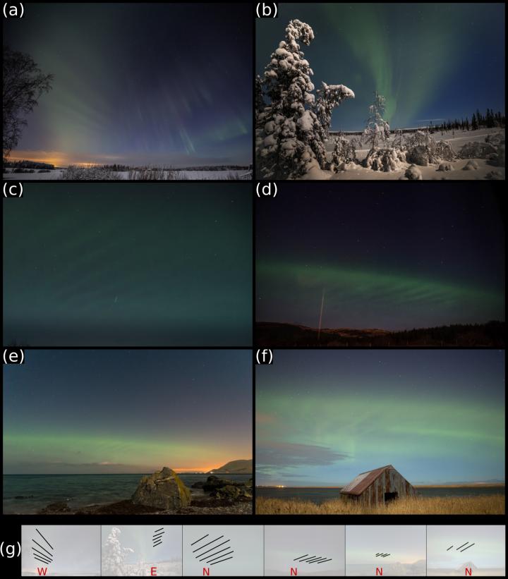 Several photos of the same aurora borealis