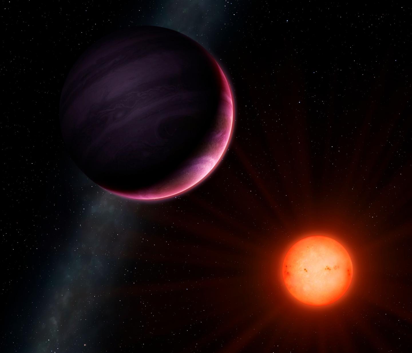 Cool Red Star and Gas-giant Planet Ngts-1b Against the Milky Way