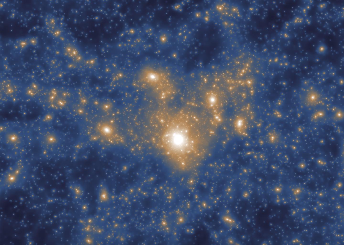 Simulation Showing Distribution of Dark Matter Particles Around the Galaxy