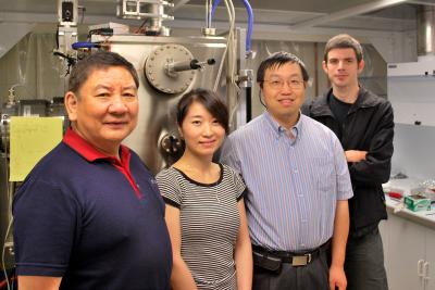 UGA Researchers in Front of Electron Beam Evaporator