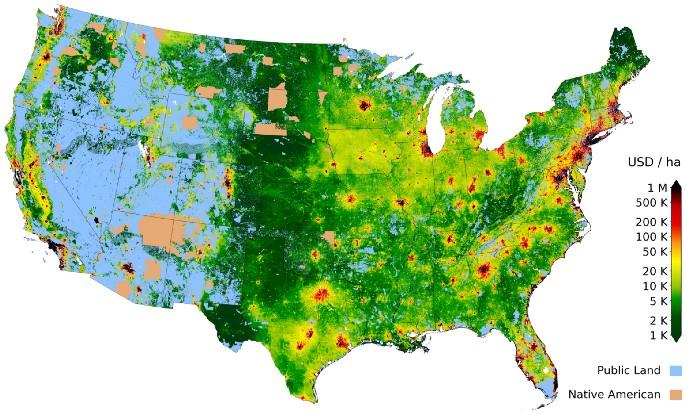 First high-resolution map of land value in the United states