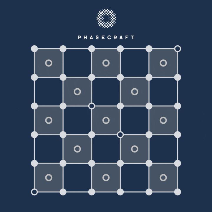 An artistic rendering of how the new technique models fermions moving on a square grid.