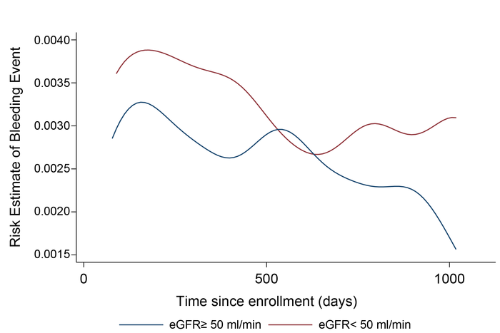 Estimated risk of bleeding events in patients undergoing antithrombotic therapy