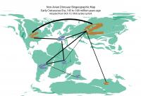 Early Cretaceous Biogeographical Map of Nonavian Dinosaurs