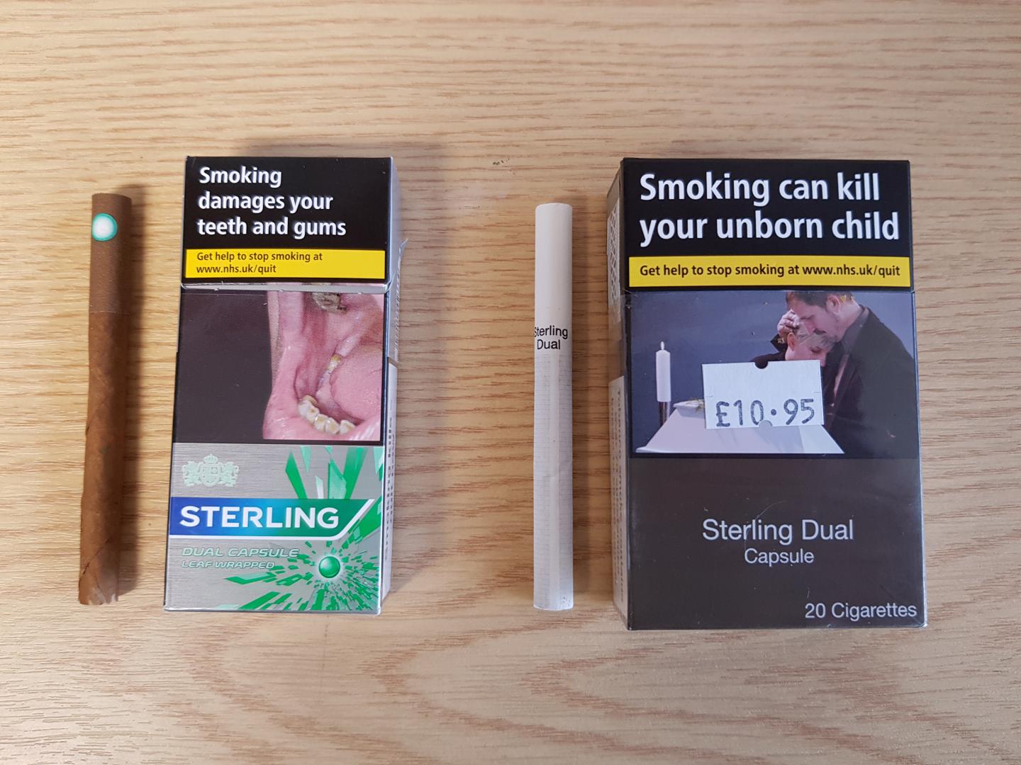 UK) New Sterling Dual Capsule Cigarellos . Gets around the ban on packs of  10, and also the upcoming ban on menthol products. Rather than being like  normal cigarellos, it's regular cigarette