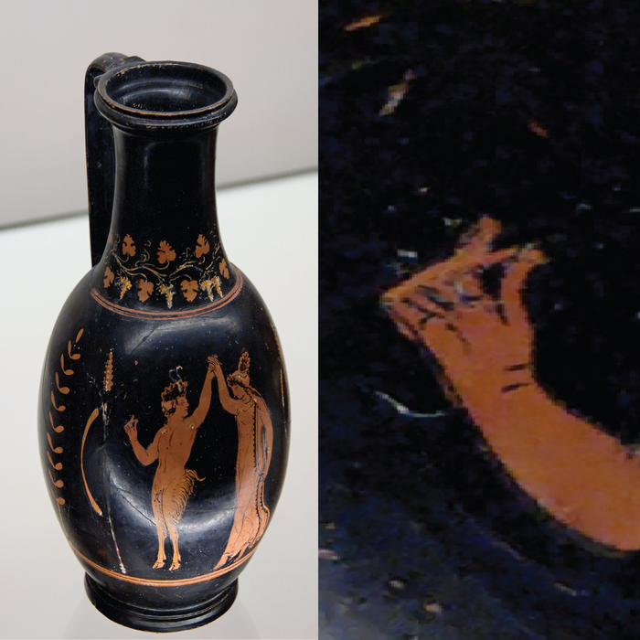 Ancient Greek vase depicting a finger snap