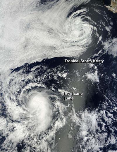 Tropical Storm Kristy  and Hurricane Lane