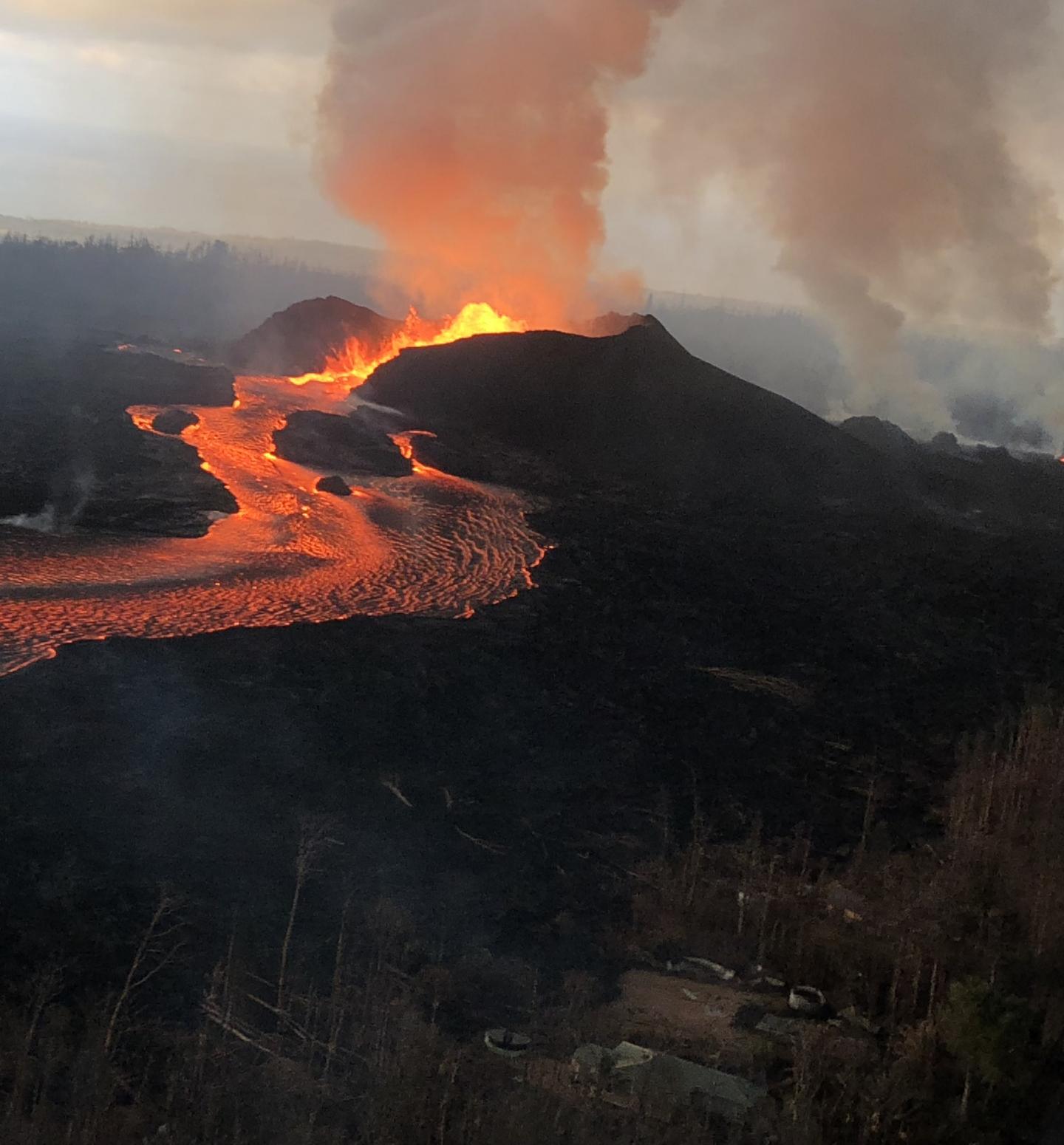 New cone and lava river