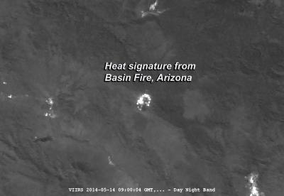 Heat Signature from Basin Fire in Arizona