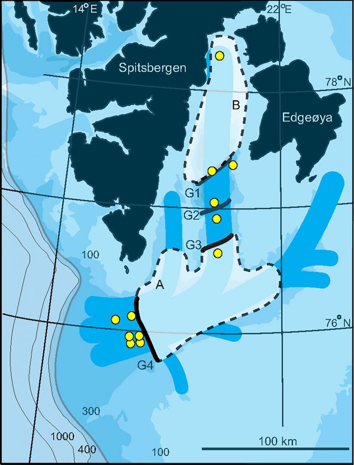 Map of the ice stream in Storfjorden