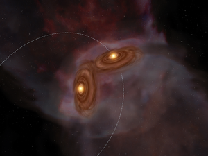 Artist’s impression of the young binary system XZ Tau