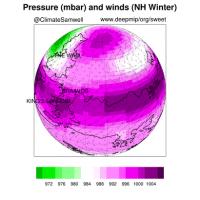 Surface Air Temperature Predicted by the Climate Model for Winter in the Northern Hemisphere