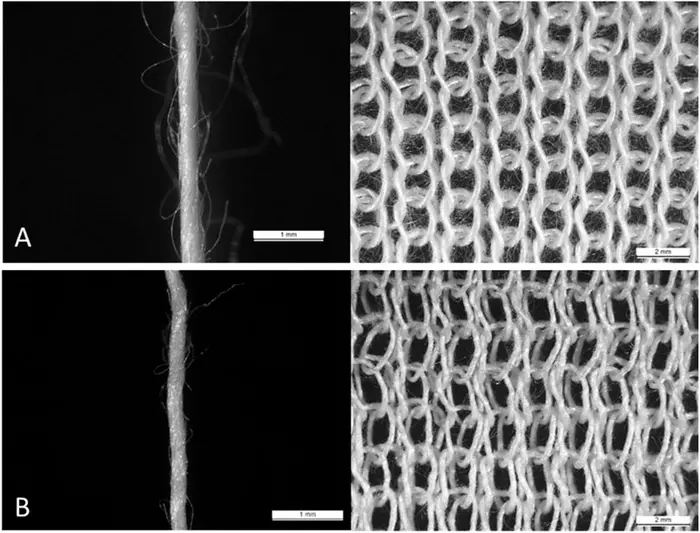 Comparison of yarn hairiness