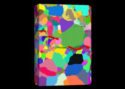 3-D Grain Map with Crack Superimposed