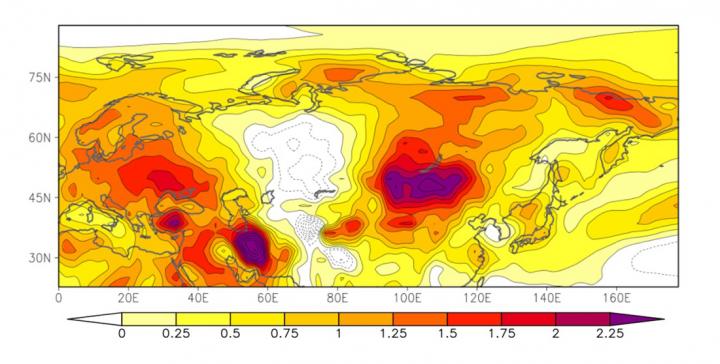 Differences in Surface Air Temperatures (In June-August) between the 1980s and 2000s