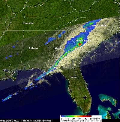 TRMM Rainfall Analysis of Strong Storms in Frontal System