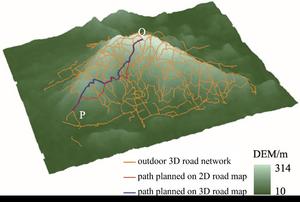 Comparison of route planning using 2D versus 3D road networks.