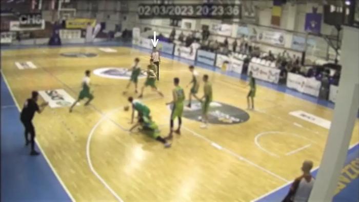 Commotio cordis event during a high school basketball game in Romania as seen from multiple angles