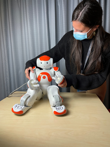 Nao robot and Dr Micol Spitale