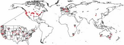 World Map of Nutrient Network Sites