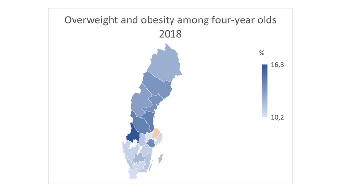 Overweight and obesity among four-year old children in Sweden in 2018