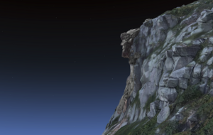 Screenshot of the interactive 3D model with the Old Man of the Mountain back on Cannon Cliff.