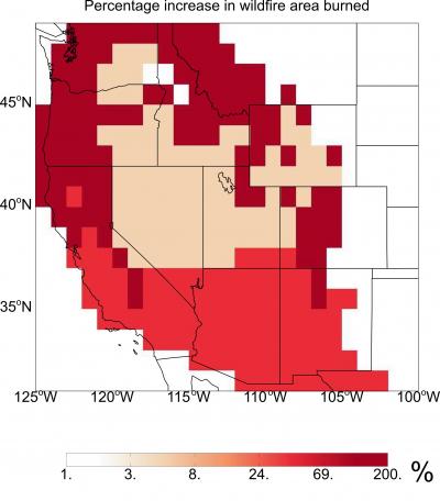 Percentage Increase in Area Burned by Wildfires in the western US
