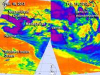 Tropical Storm Haruna on Feb. 18-19 from NASA's AIRS Instrument