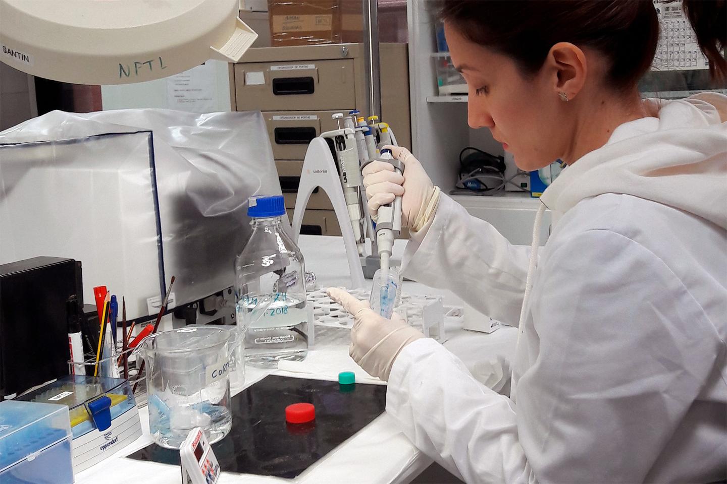 Researcher Patricia Sampedro in One of the Laboratories Where the Study Was Performed