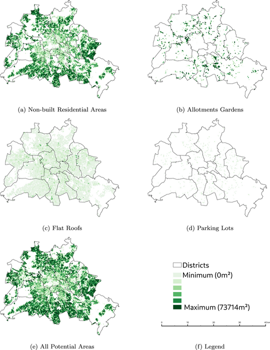 Geographical distribution of potential gardening areas in Berlin