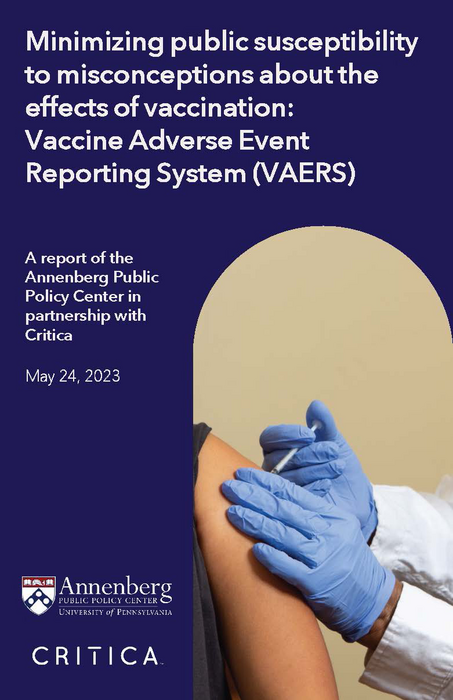 Minimizing public susceptibility to misconceptions about the effects of vaccination: Vaccine Adverse Event Reporting System (VAERS)