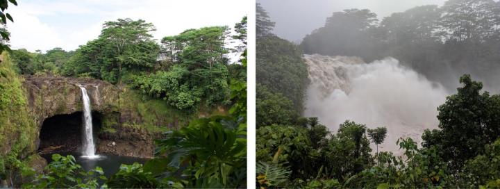 Rainbow Falls during Hurricane Lane