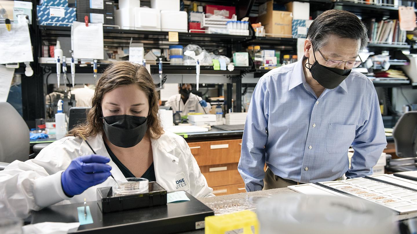 Gladstone scientists Yadong Huang and Nicole Koutsodendris