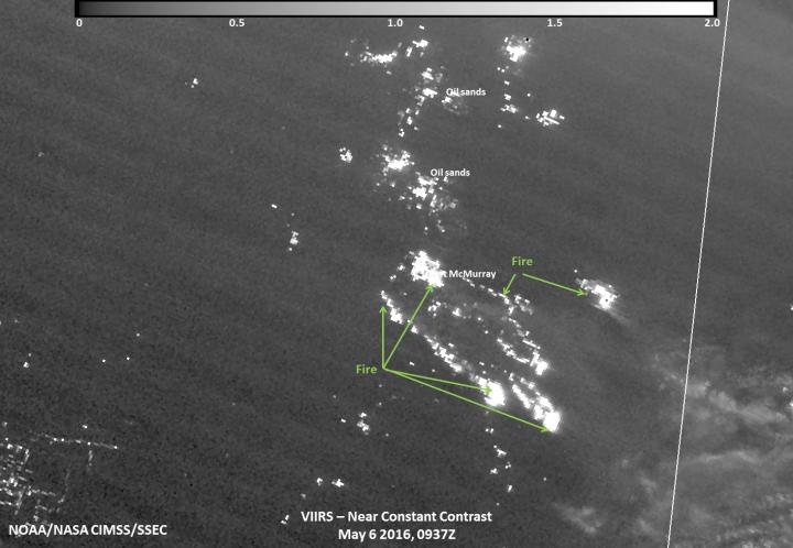 Nighttime View of the Fort McMurray Wildfire from Suomi NPP Satellite