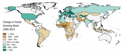 Change in Forest Growing Stock, 1990-2015