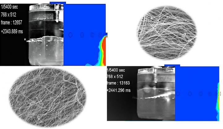Photographs from Clips Showing Behavior of the Polymer Solution