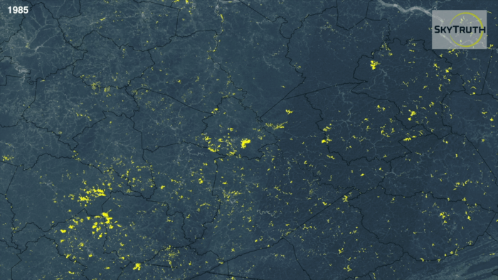 Growth of mountaintop removal mines in study area between 1985-2015