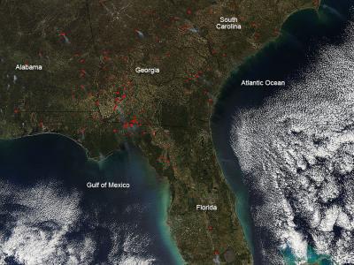 Wildfires in Southeastern US