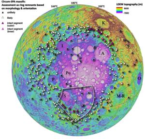 map of South Pole-Aitken and surrounding massifs