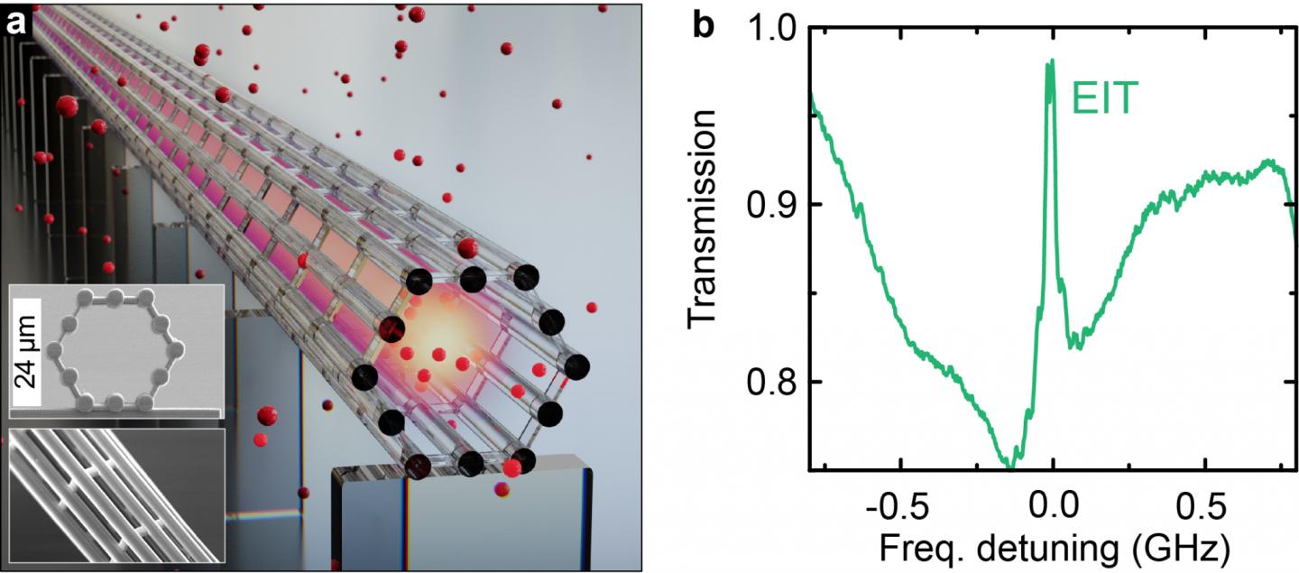 Figure | Coherent interaction of cesium atoms with a beam of light confined in an on-chip light cage