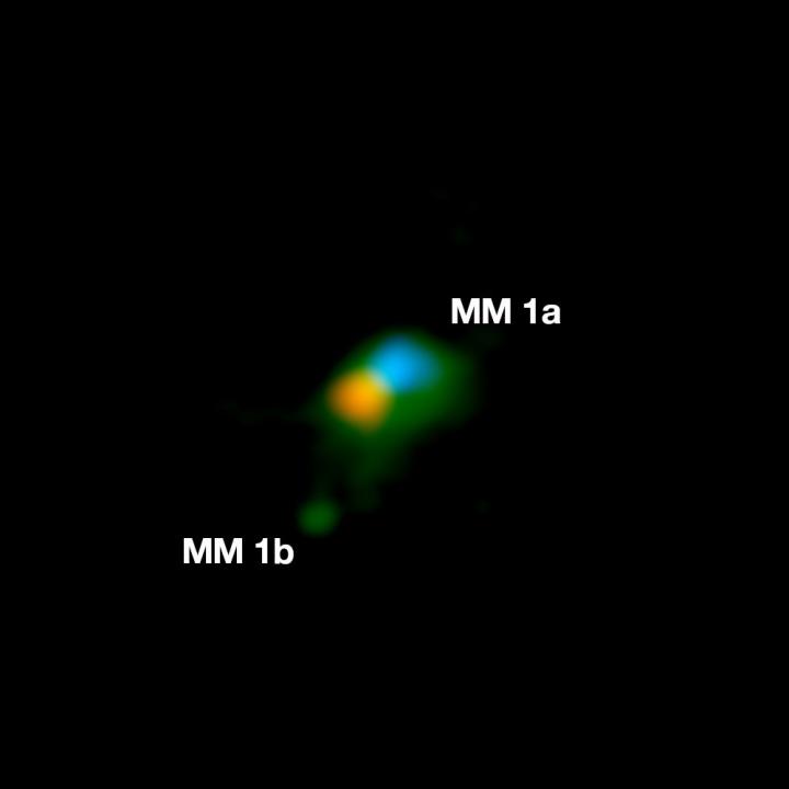 Observation of the Dust Emission and Hot Gas Rotating in the Disc Around MM1A