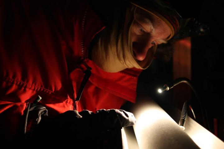 Examining ice core