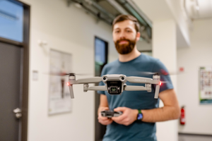Researcher with drone