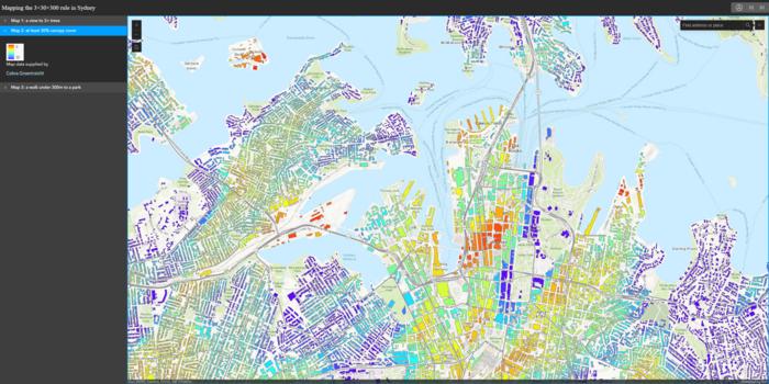 Map of canopy cover in Sydney