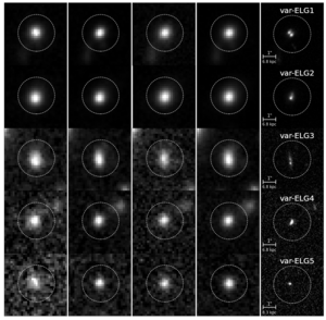 Image cutouts of five optically variable ELGs