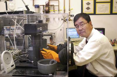 UCLA Engineering's Kang Wang in His Lab